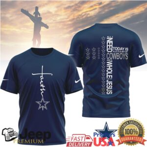 Dallas Cowboys Official NFL Faith Over Fear 3D Shirt