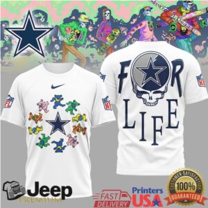 Dallas Cowboys Official NFL Grateful Dead For Life 3D Shirt