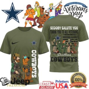 Dallas Cowboys Scooby Doo Salute To Veterans Military Appreciation Tee