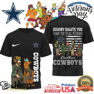 Dallas Cowboys Scooby Doo Salute To Veterans Military Appreciation Tee