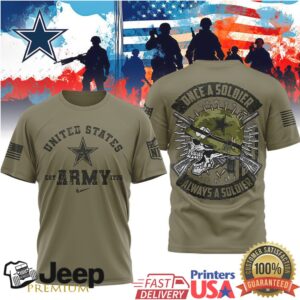 Dallas CowboysOfficial NFL Once A Soldier Always A Soldier 3D Shirt