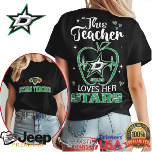 Dallas Stars Teacher Apple Heart Hockey Fan T Shirt Dallas Stars Teacher Apple Heart Hockey Fan T Shirt
