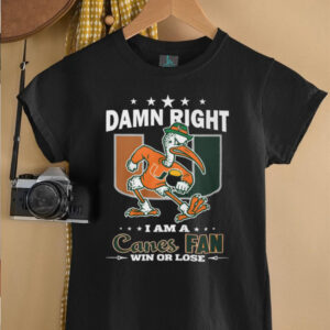 Damn Right I Am A Canes Fan Miami Hurricanes Sebastian the Ibis T Shirt Damn Right I Am A Canes Fan Miami Hurricanes Sebastian the Ibis T Shirt