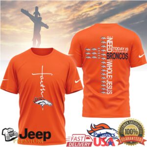 Denver Broncos Official NFL Faith Over Fear 3D Shirt