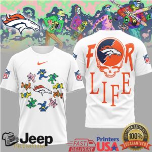 Denver Broncos Official NFL Grateful Dead For Life 3D Shirt