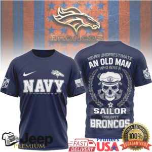 Denver Broncos Official NFL Navy Veteran 3D Shirt