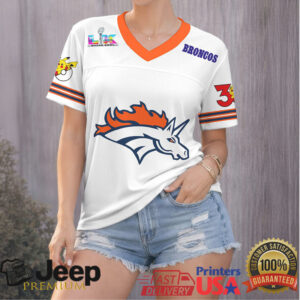 Denver Broncos Official Super Bowl x Pokemon 30th Anniversary V neck Baseball Jersey Denver Broncos Official Super Bowl x Pokemon 30th Anniversary V neck Baseball Jersey