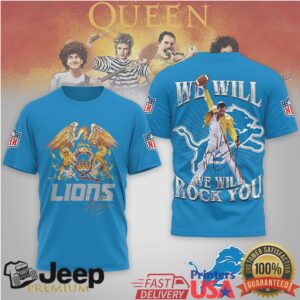 Detroit Lions Freddie Mercury Queen “We Will Rock You” NFL Tee