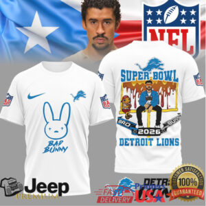 Detroit Lions Official NFL Bad Bunny Super Bowl 3D Shirt