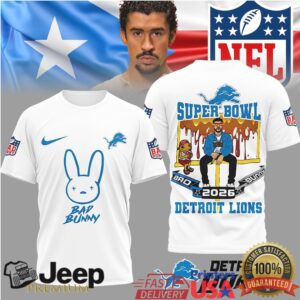 Detroit Lions Official NFL Bad Bunny Super Bowl 3D Shirt