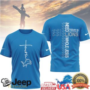 Detroit Lions Official NFL Faith Over Fear 3D Shirt