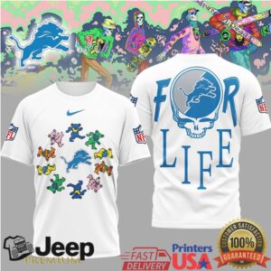 Detroit Lions Official NFL Grateful Dead For Life 3D Shirt
