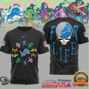 Detroit Lions Official NFL Grateful Dead For Life 3D Shirt