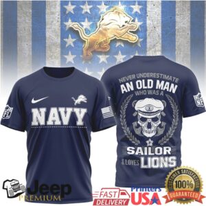 Detroit Lions Official NFL Navy Veteran 3D Shirt
