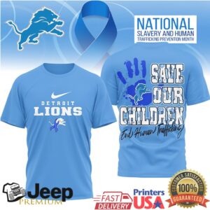 Detroit Lions Save Our Children Human Trafficking Prevention Month Tshirt