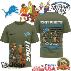 Detroit Lions Scooby Doo Military Appreciation Veterans Day NFL Shirt Detroit Lions Scooby Doo Military Appreciation Veterans Day NFL Shirt
