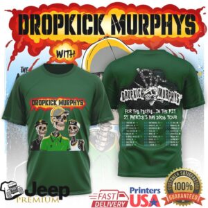 Dropkick Murphys St. Patrick’s Day 2026 Tour Dates Graphic Tee