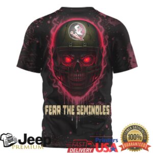 Florida State Seminoles Fear The Seminoles Skull Helmet 3D All Over Print T Shirt