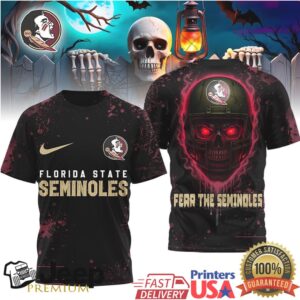 Florida State Seminoles Fear The Seminoles Skull Helmet 3D All Over Print T Shirt