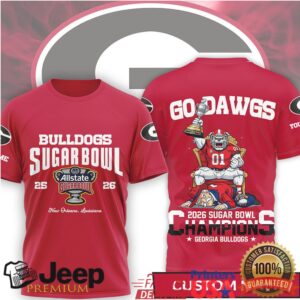Georgia Bulldogs Sugar Bowl Champions 2026 Go Dawgs Custom Tee