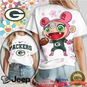 Green Bay Packers Anime Mascot Sakura Floral Tshirt