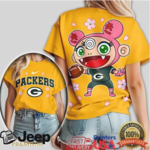 Green Bay Packers Anime Mascot Sakura Floral Tshirt