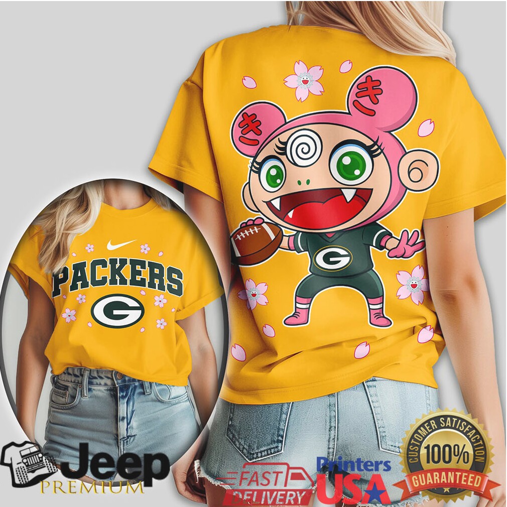 Green Bay Packers Anime Mascot Sakura Floral Tshirt Green Bay Packers Anime Mascot Sakura Floral Tshirt