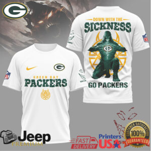 Green Bay Packers Disturbed Down With The Sickness Tshirt Green Bay Packers Disturbed Down With The Sickness Tshirt