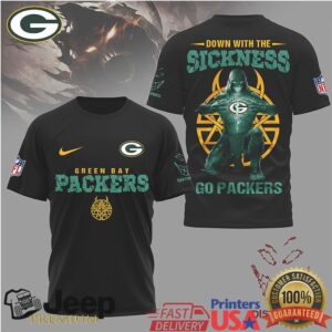 Green Bay Packers Disturbed Down With The Sickness Tshirt