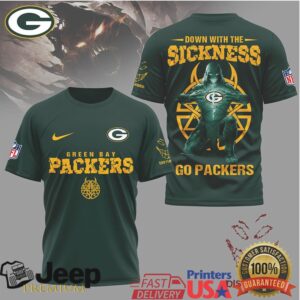 Green Bay Packers Disturbed Down With The Sickness Tshirt