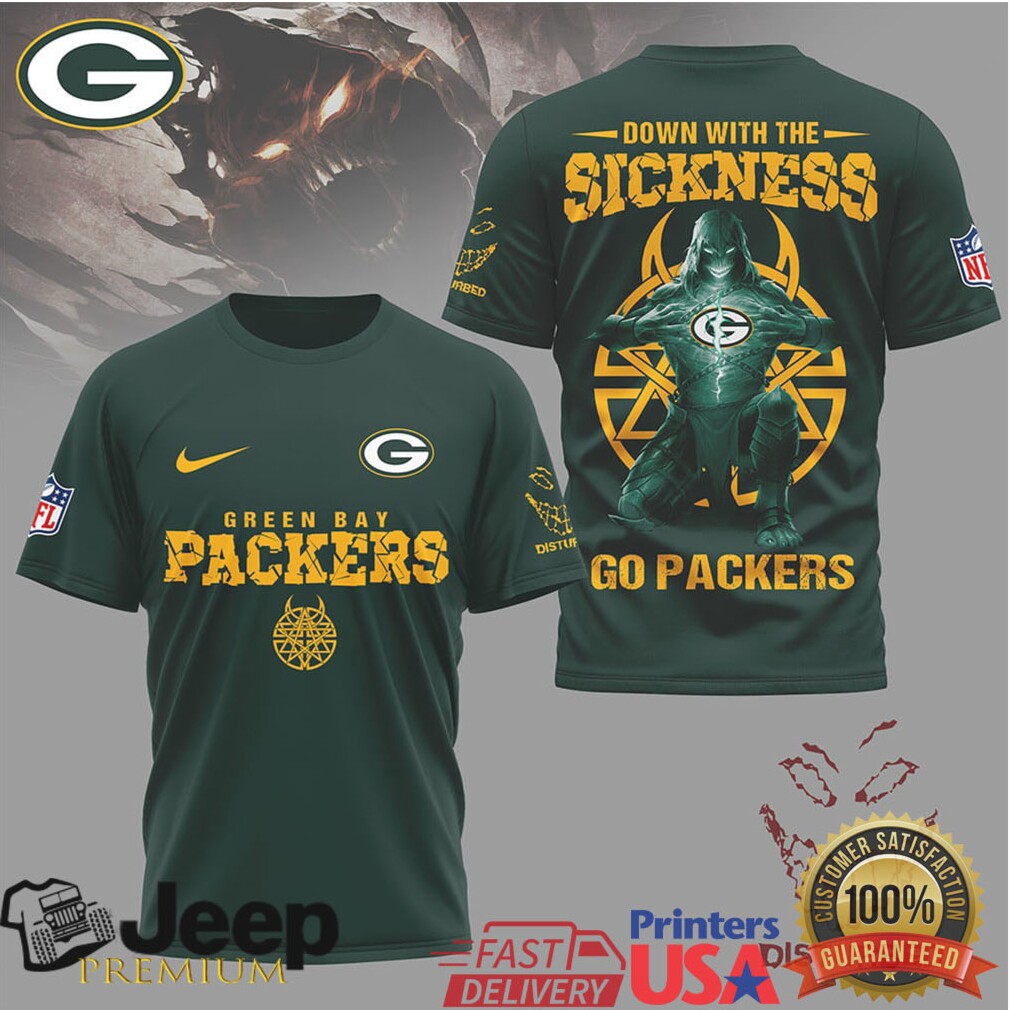 Green Bay Packers Disturbed Down With The Sickness Tshirt Green Bay Packers Disturbed Down With The Sickness Tshirt