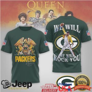 Green Bay Packers Freddie Mercury Queen “We Will Rock You” NFL Tee