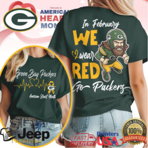 Green Bay Packers Heart Awareness Month Shirt Packers Retro Mascot Design Green Bay Packers Heart Awareness Month Shirt Packers Retro Mascot Design