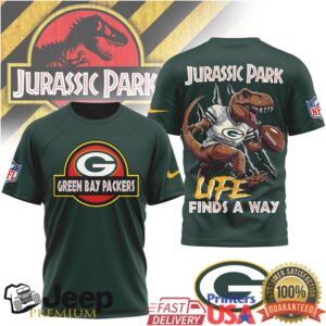 Green Bay Packers Jurassic Park T Shirt T Rex Football Fan Apparel