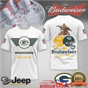 Green Bay Packers x Budweiser Football Lager Beer Classic Logo T Shirt