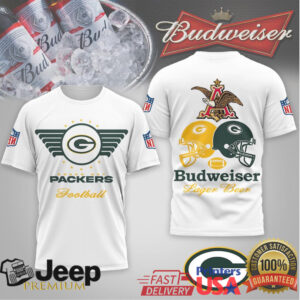 Green Bay Packers x Budweiser Football Lager Beer Classic Logo T Shirt