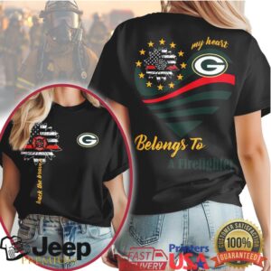 Green Bay Packers Official NFL My Heart Belongs To A Firefighter T shirt