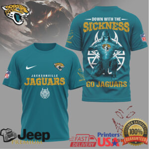 Jacksonville Jaguars Official NFL Disturbed Fan 3D Shirt