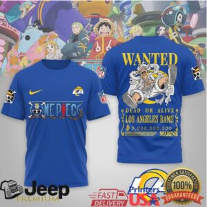 Los Angeles Rams Official NFL Wanted Monkey D Luffy 3D Shirt