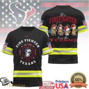 Houston Texans Official NFL Snoopy Firefighter 3D Shirt