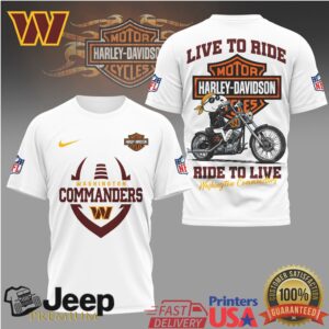 Washington Commanders Official NFL Snoopy Harley Davidson 3D Shirt Washington Commanders Official NFL Snoopy Harley Davidson 3D Shirt