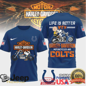 Indianapolis Colts Official NFL Peanuts Harley Davidson 3D Shirt