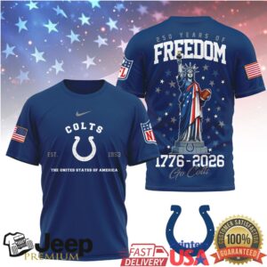 Indianapolis Colts 250 Years of Freedom 1776 2026 American Flag T Shirt