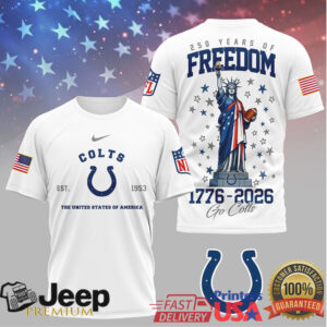 Indianapolis Colts 250 Years of Freedom 1776 2026 American Flag T Shirt