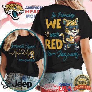Jacksonville Jaguars Heart Awareness February T Shirt Cool Jaguar Mascot