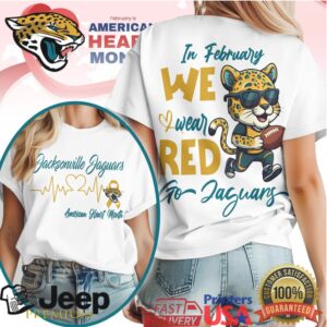 Jacksonville Jaguars Heart Awareness February T Shirt Cool Jaguar Mascot