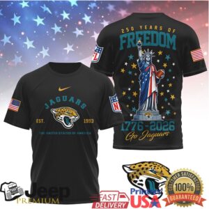 Jacksonville Jaguars Official NFL 250 Years of American Freedom 3D Shirt