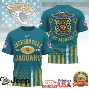 Jacksonville Jaguars Official NFL Law Enforcement Tribute 3D Shirt