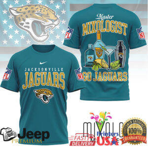 Jacksonville Jaguars Official NFL Mixologist Fan 3D Shirt