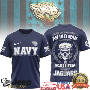 Jacksonville Jaguars Official NFL Navy Veteran 3D Shirt